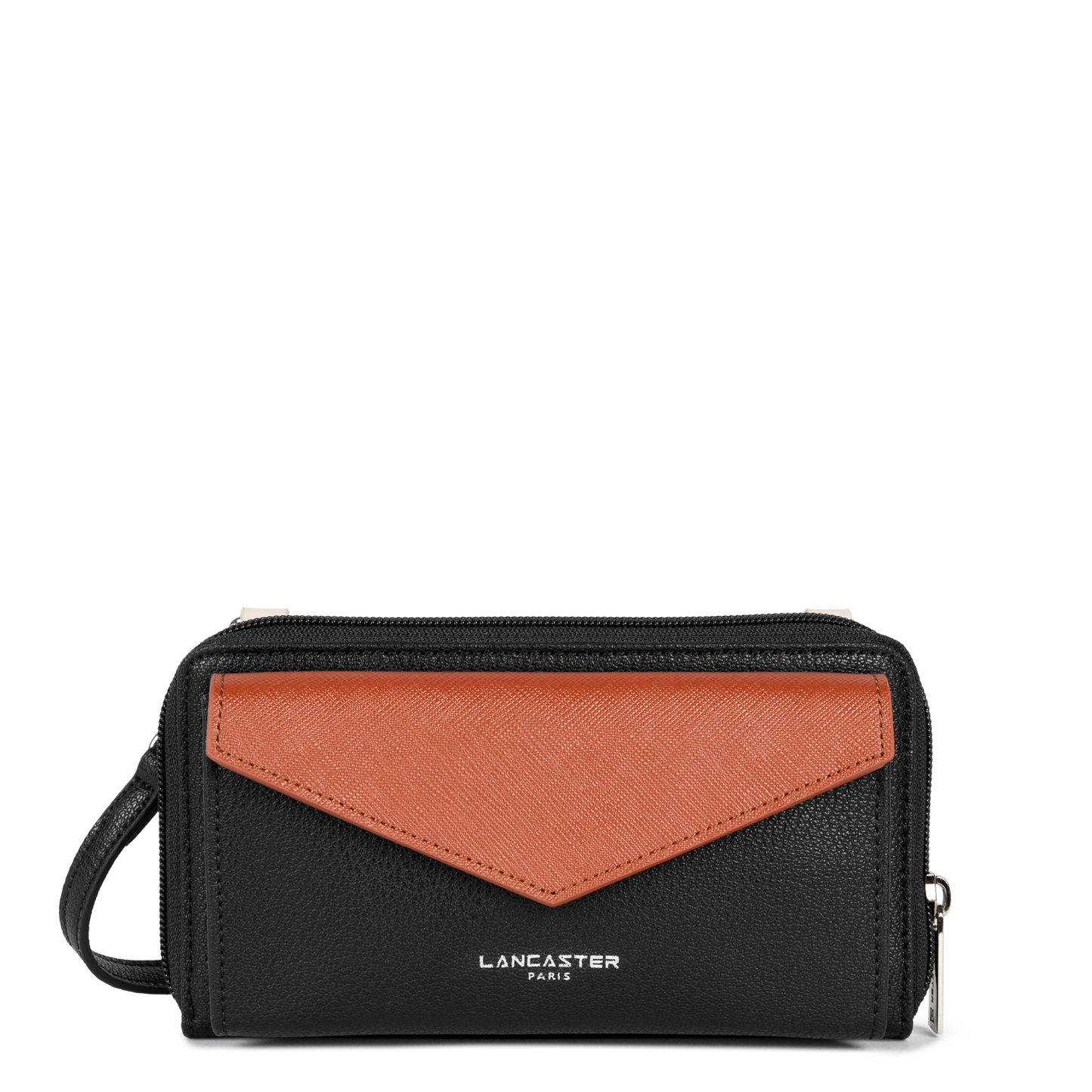 pochette smartphone - maya #couleur_noir-galet-ros-cognac
