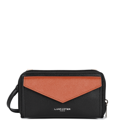 pochette smartphone - maya #couleur_noir-galet-ros-cognac