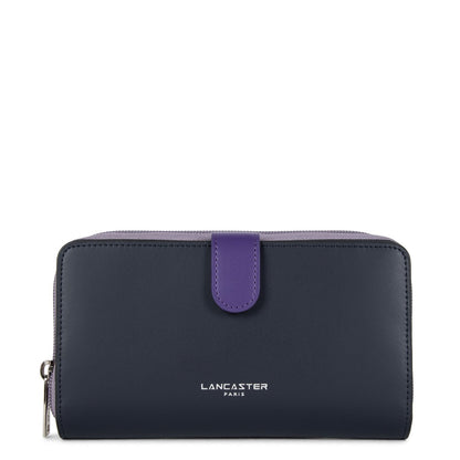 portefeuille compagnon dos à dos - smooth #couleur_bleu-fonc-mauve-violet