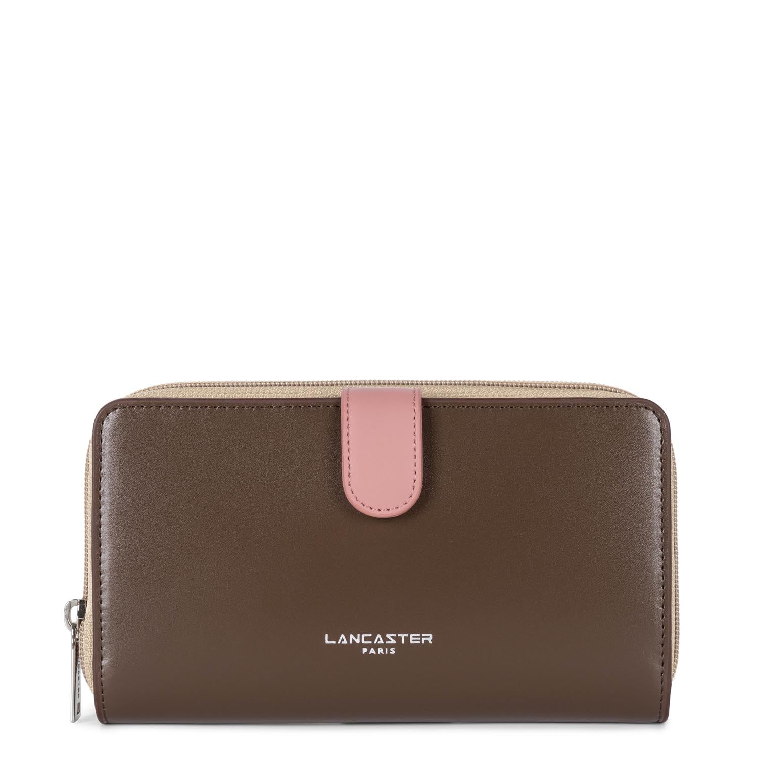 portefeuille compagnon dos à dos - smooth #couleur_marron-rose-antic-nude