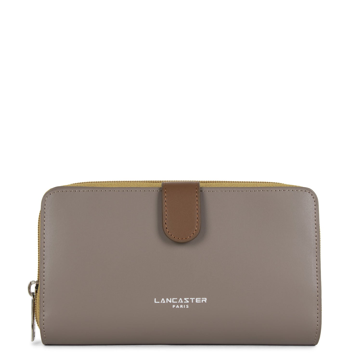 portefeuille compagnon dos à dos - smooth #couleur_taupe-gingembre-vison