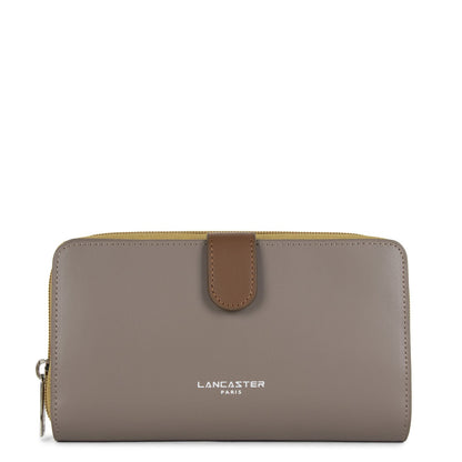 portefeuille compagnon dos à dos - smooth #couleur_taupe-gingembre-vison