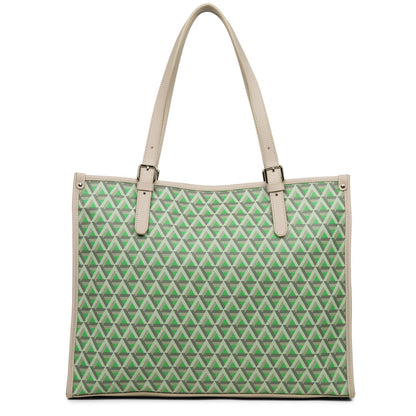 sac cabas épaule - ikon #couleur_vert-prairie-beige
