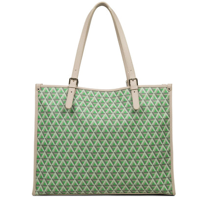 grand sac cabas épaule - ikon #couleur_vert-prairie-beige