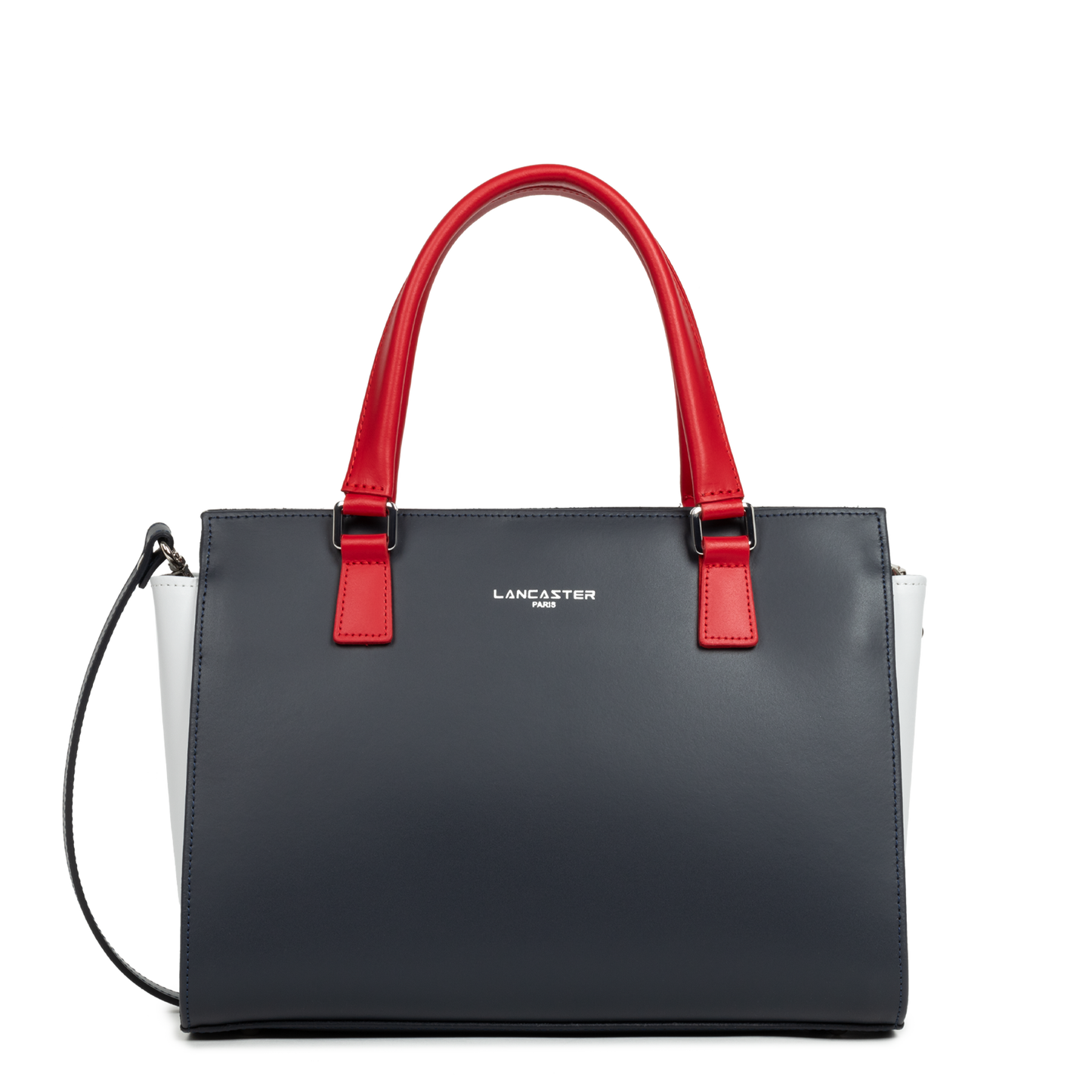 sac à main - smooth #couleur_bleu-fonc-gris-clair-rouge