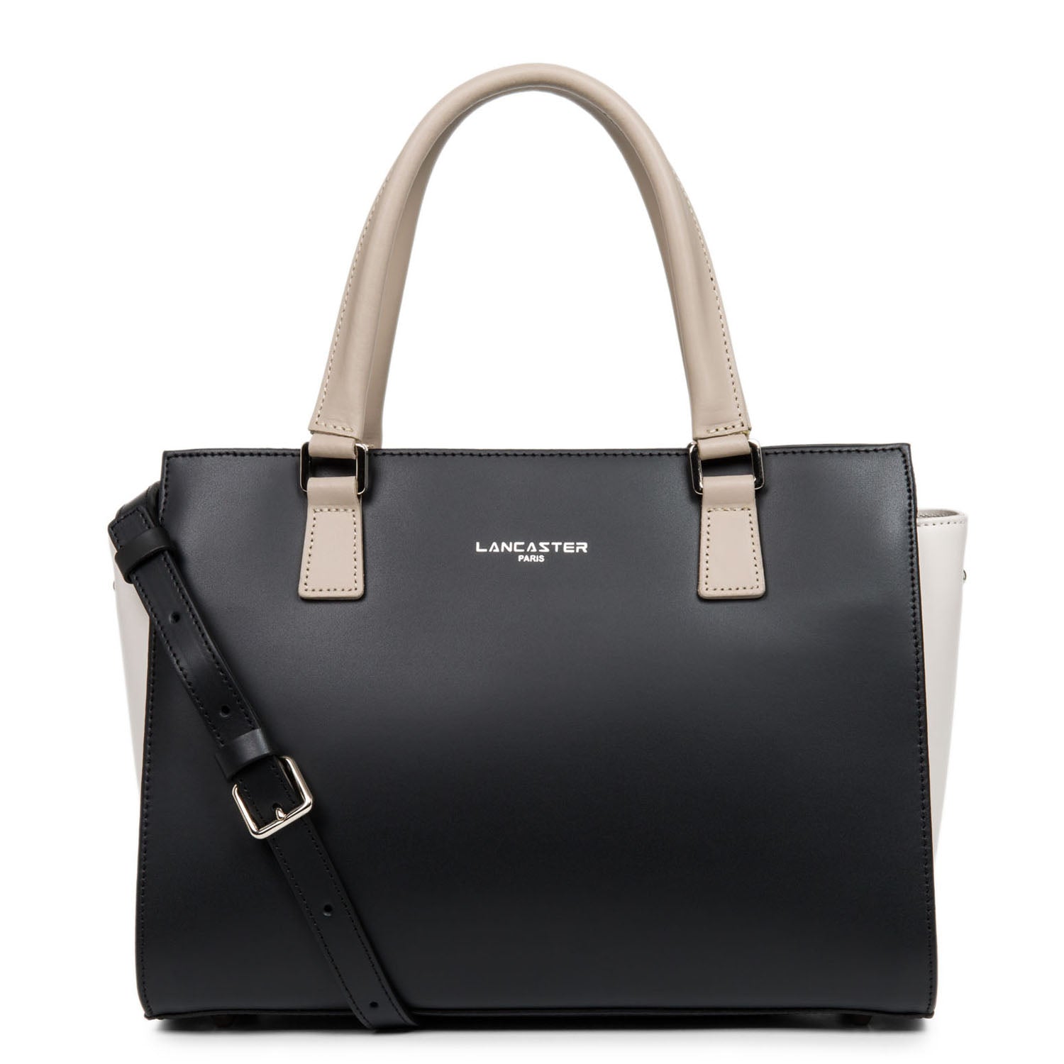 sac à main - smooth #couleur_noir-ecru-galet-ros