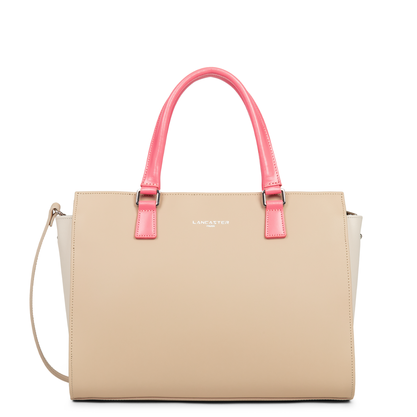 grand sac cabas main - smooth #couleur_beige-ecru-rose-fonc