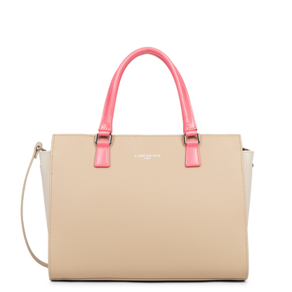 grand sac cabas main - smooth #couleur_beige-ecru-rose-fonc