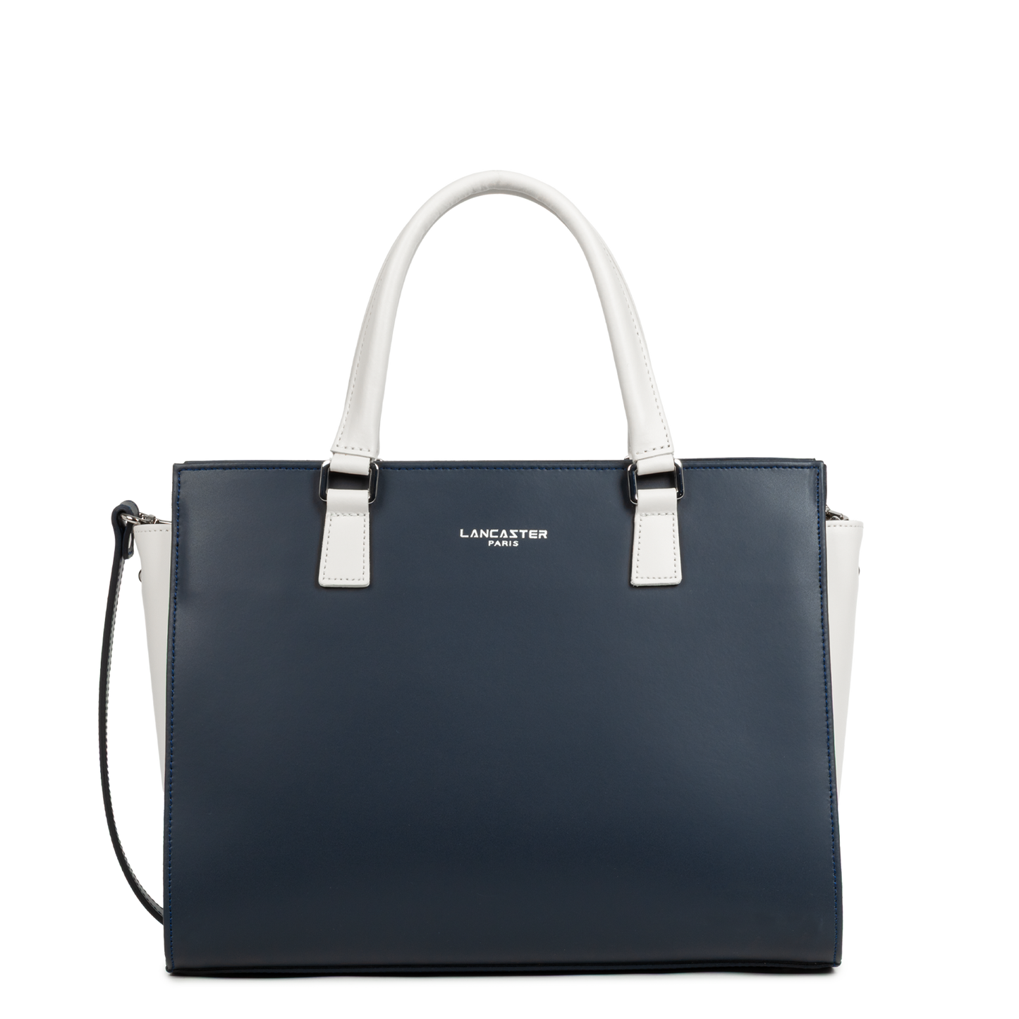 grand sac cabas main - smooth #couleur_bleu-fonc-ecru