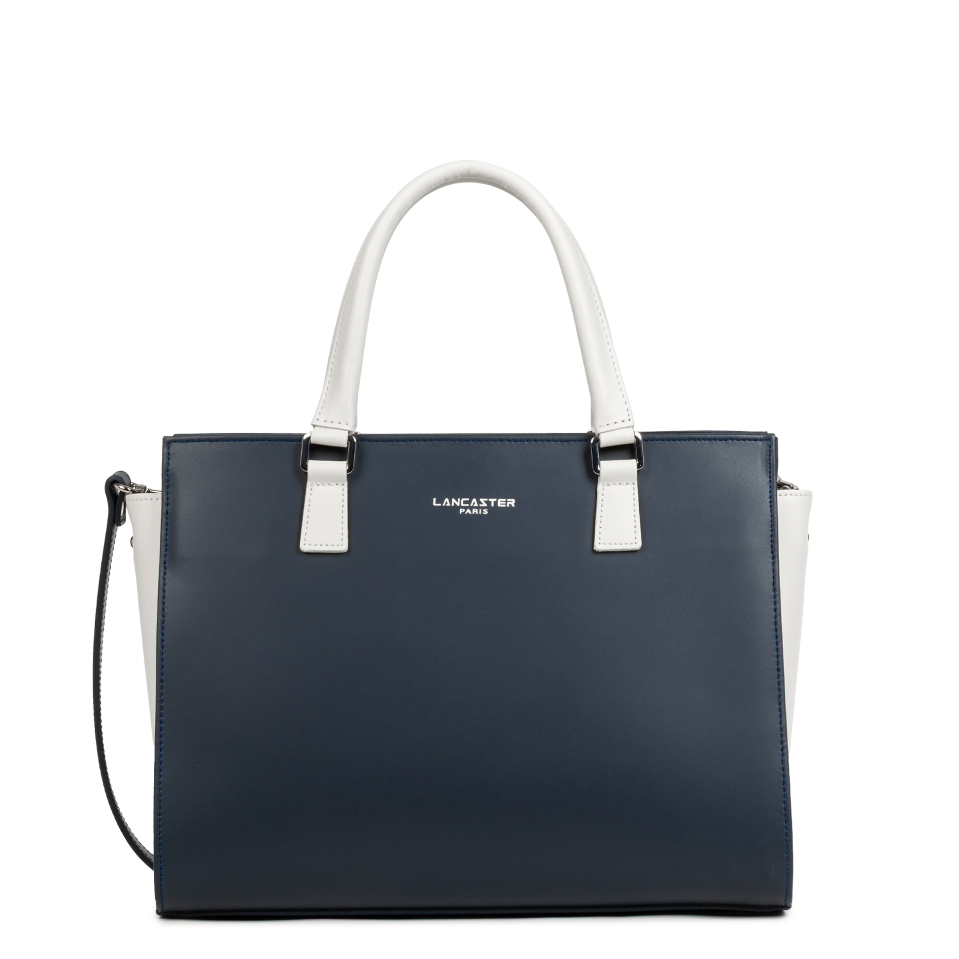 grand sac cabas main - smooth #couleur_bleu-fonc-ecru