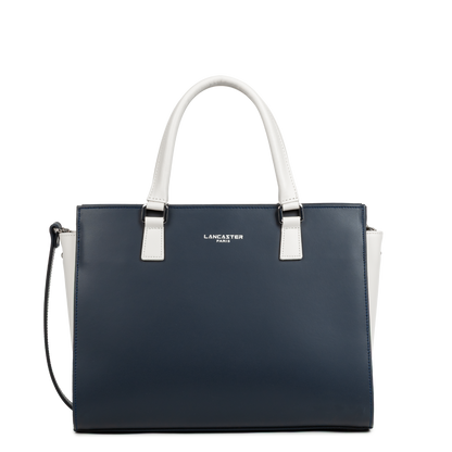 grand sac cabas main - smooth #couleur_bleu-fonc-ecru