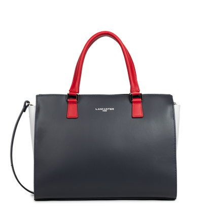 grand sac cabas main - smooth #couleur_bleu-fonc-gris-clair-rouge