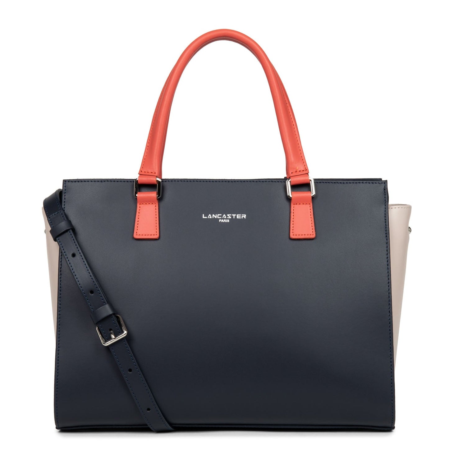 grand sac cabas main - smooth #couleur_bleu-fonc-galet-ros-pastque