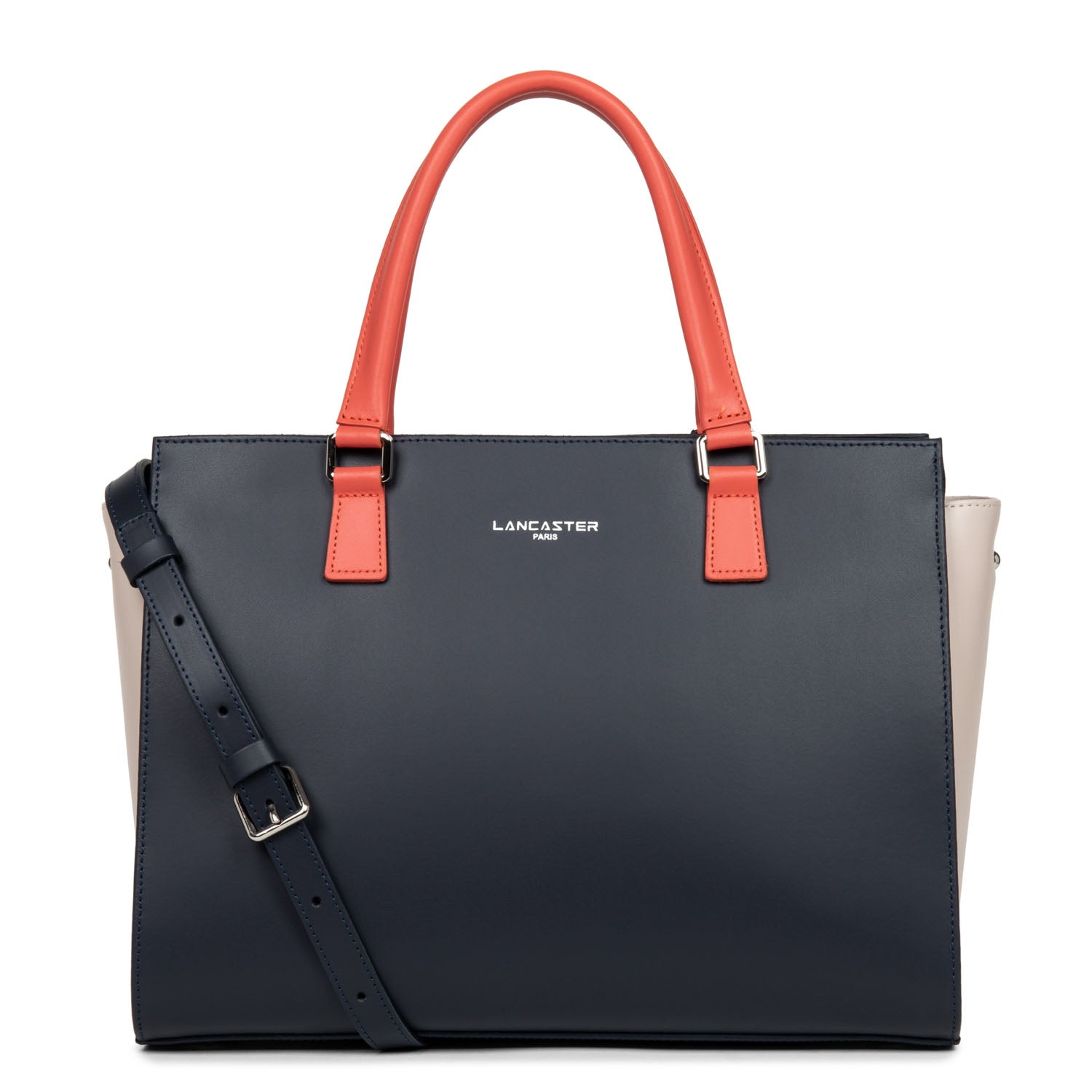 grand sac cabas main - smooth #couleur_bleu-fonc-galet-ros-pastque