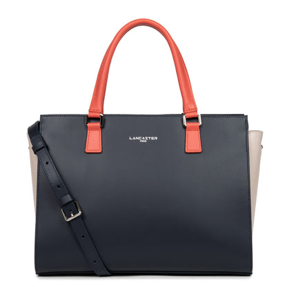 grand sac cabas main - smooth #couleur_bleu-fonc-galet-ros-pastque