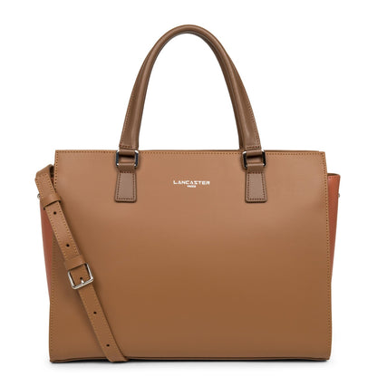 grand sac cabas main - smooth #couleur_camel-potiron-vison