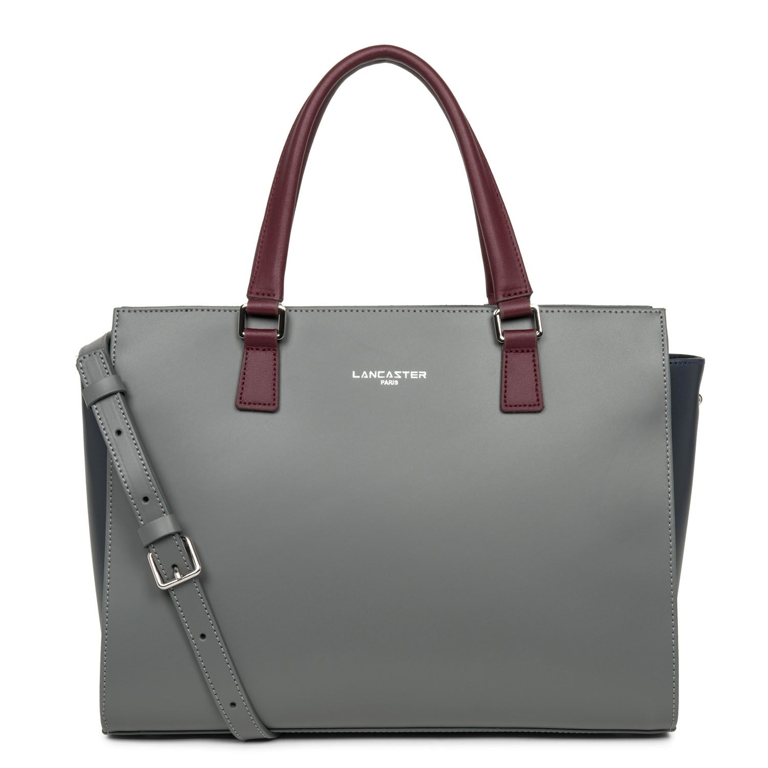 grand sac cabas main - smooth #couleur_gris-bleu-fonce-bordeaux