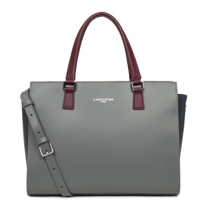 grand sac cabas main - smooth #couleur_gris-bleu-fonce-bordeaux