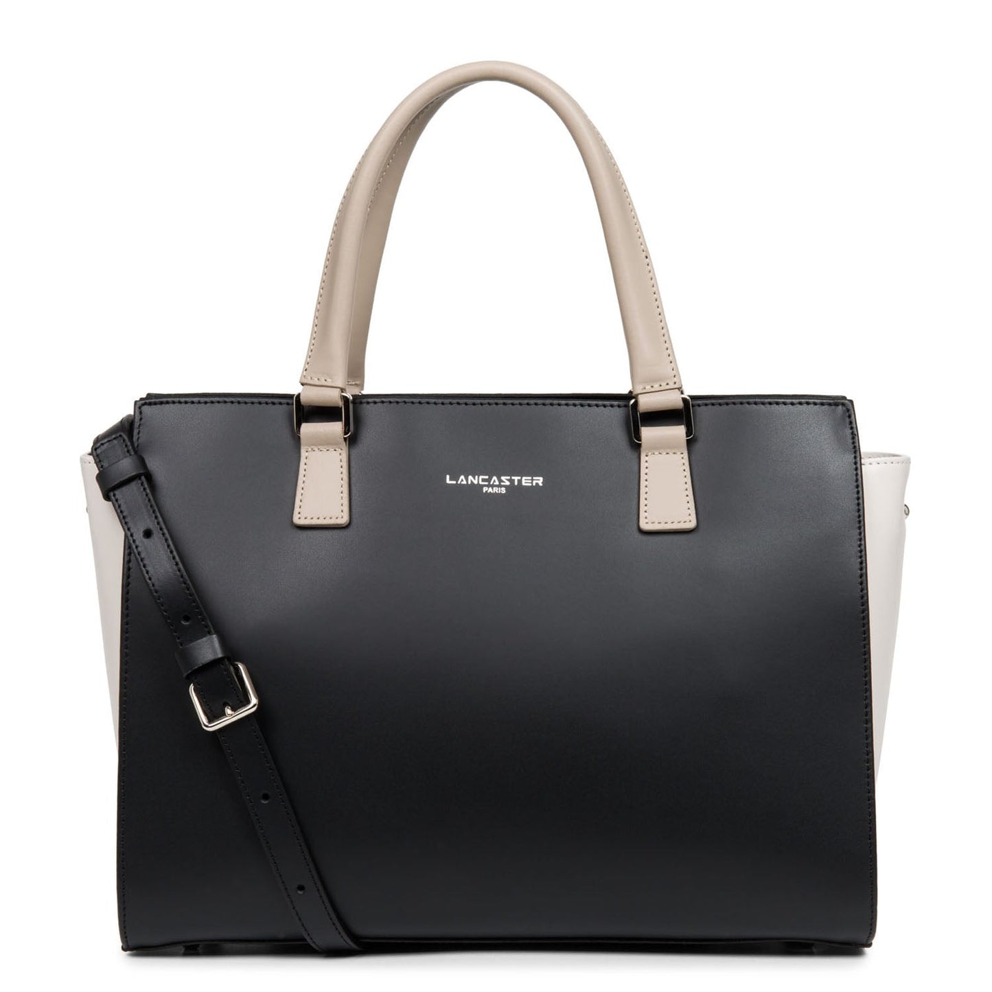 grand sac cabas main - smooth #couleur_noir-ecru-galet-ros