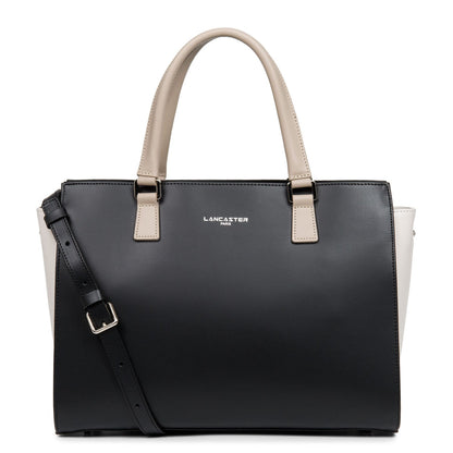grand sac cabas main - smooth #couleur_noir-ecru-galet-ros