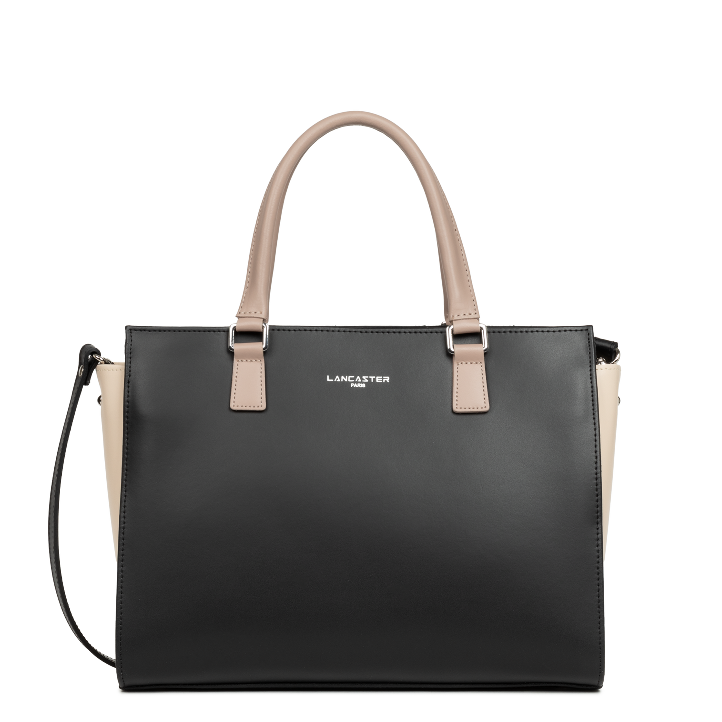 grand sac cabas main - smooth #couleur_noir-nude-clair-nude-fonc