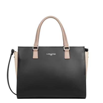 grand sac cabas main - smooth #couleur_noir-nude-clair-nude-fonc