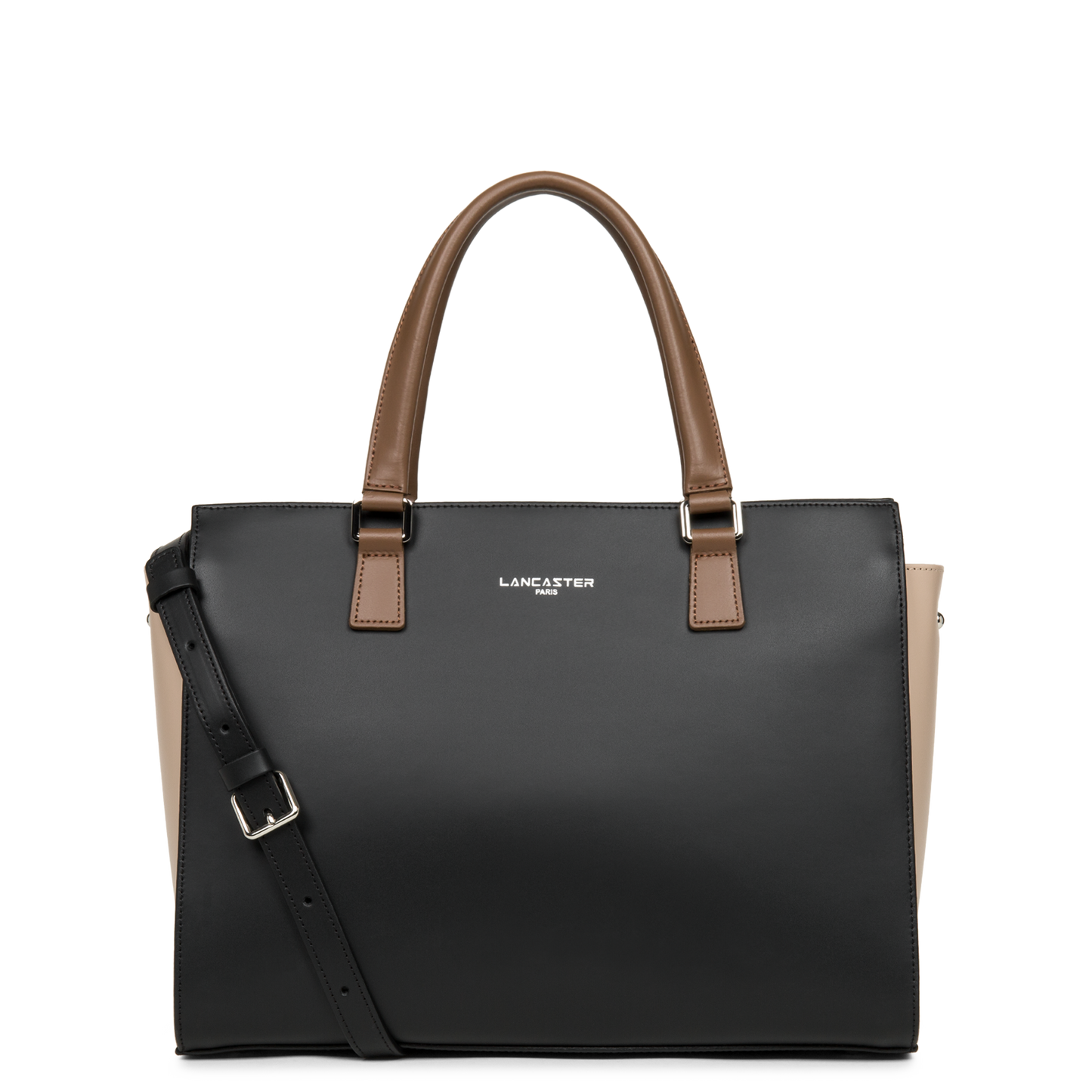 grand sac cabas main - smooth #couleur_noir-nude-vison