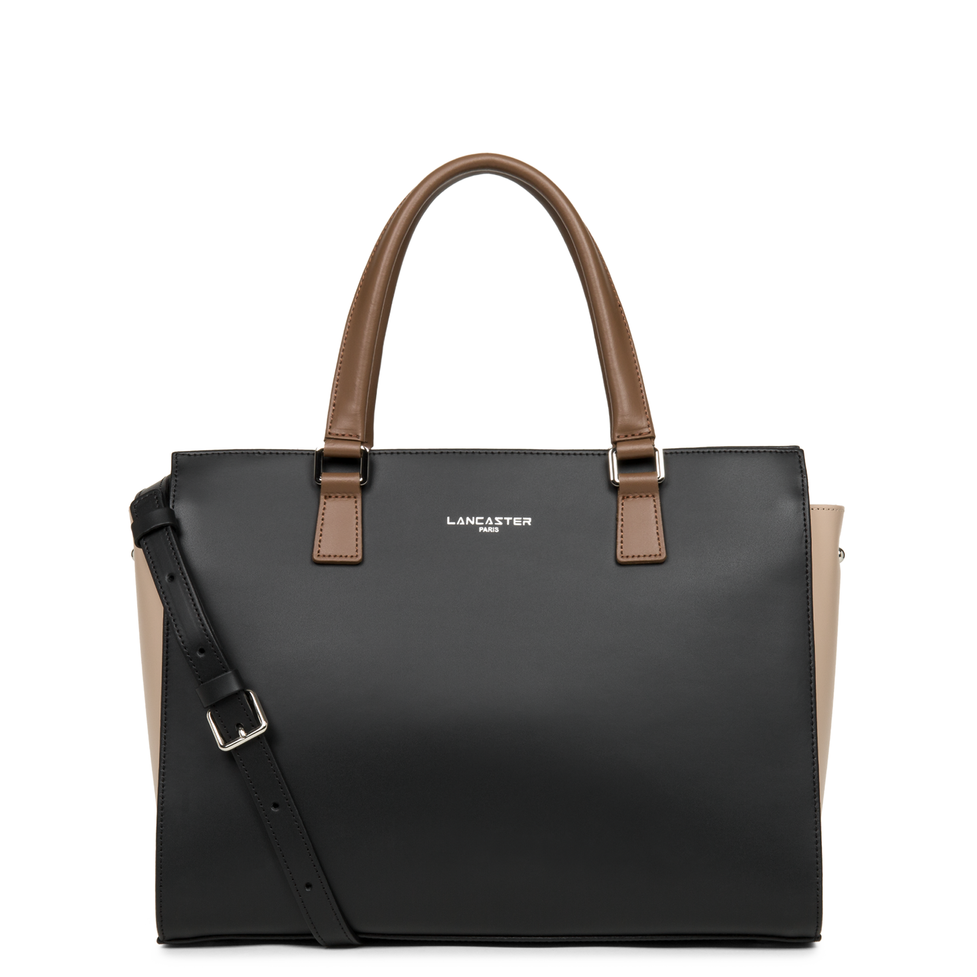 grand sac cabas main - smooth #couleur_noir-nude-vison