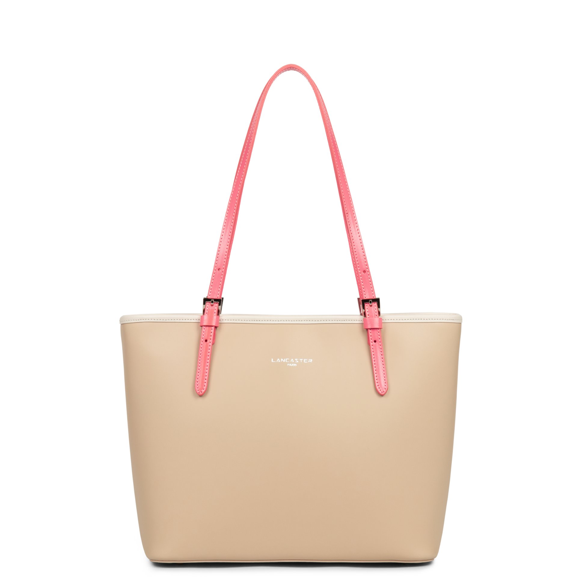 sac cabas épaule - smooth #couleur_beige-ecru-rose-fonc