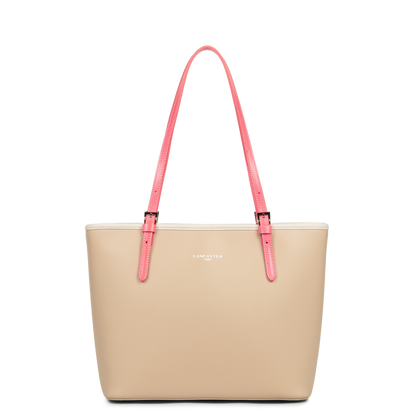 sac cabas épaule - smooth #couleur_beige-ecru-rose-fonc