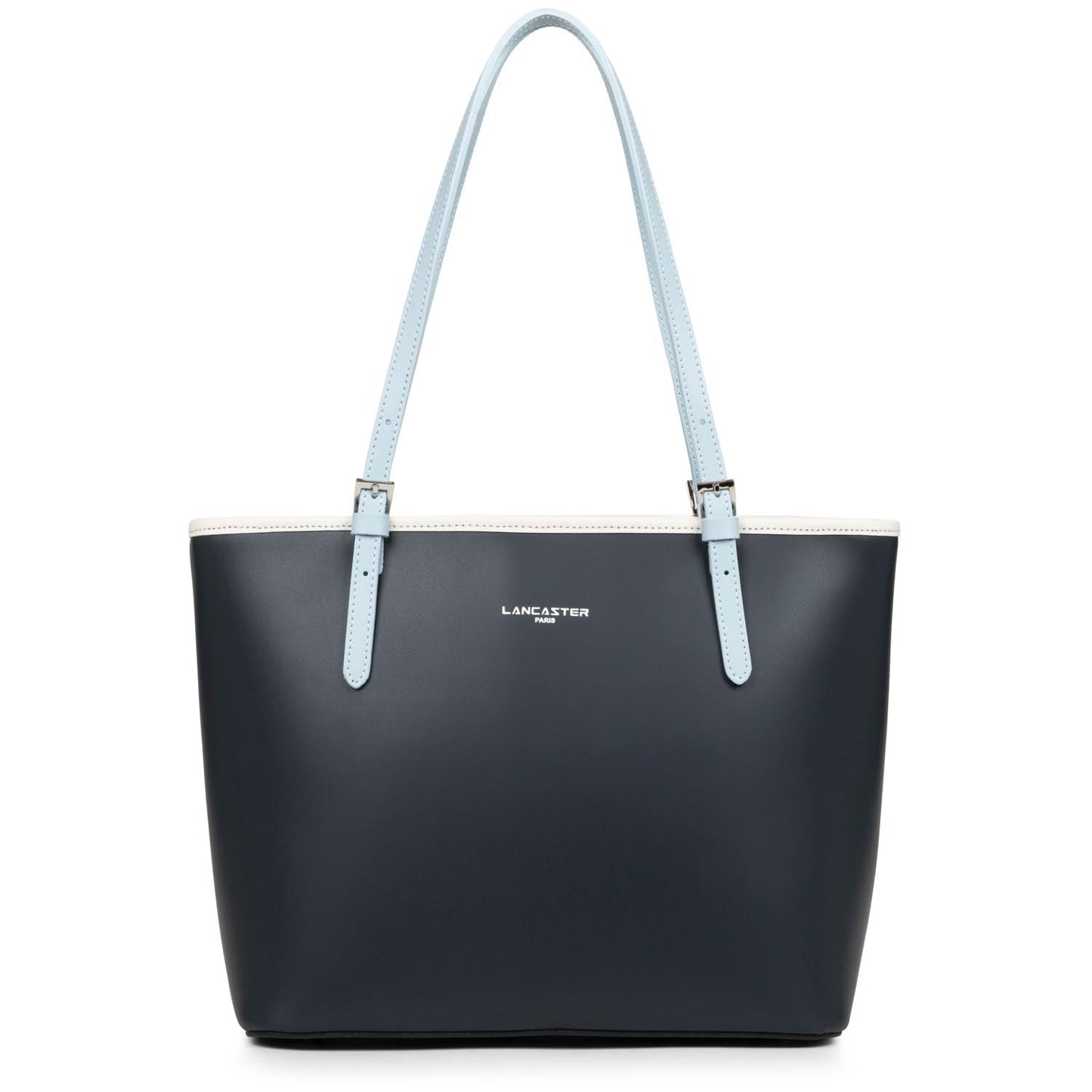 sac cabas épaule - smooth #couleur_bleu-fonc-ecru-bleu-ciel