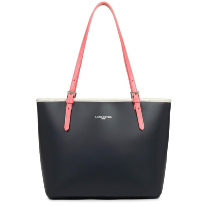 sac cabas épaule - smooth #couleur_bleu-fonc-ecru-rose-fonc