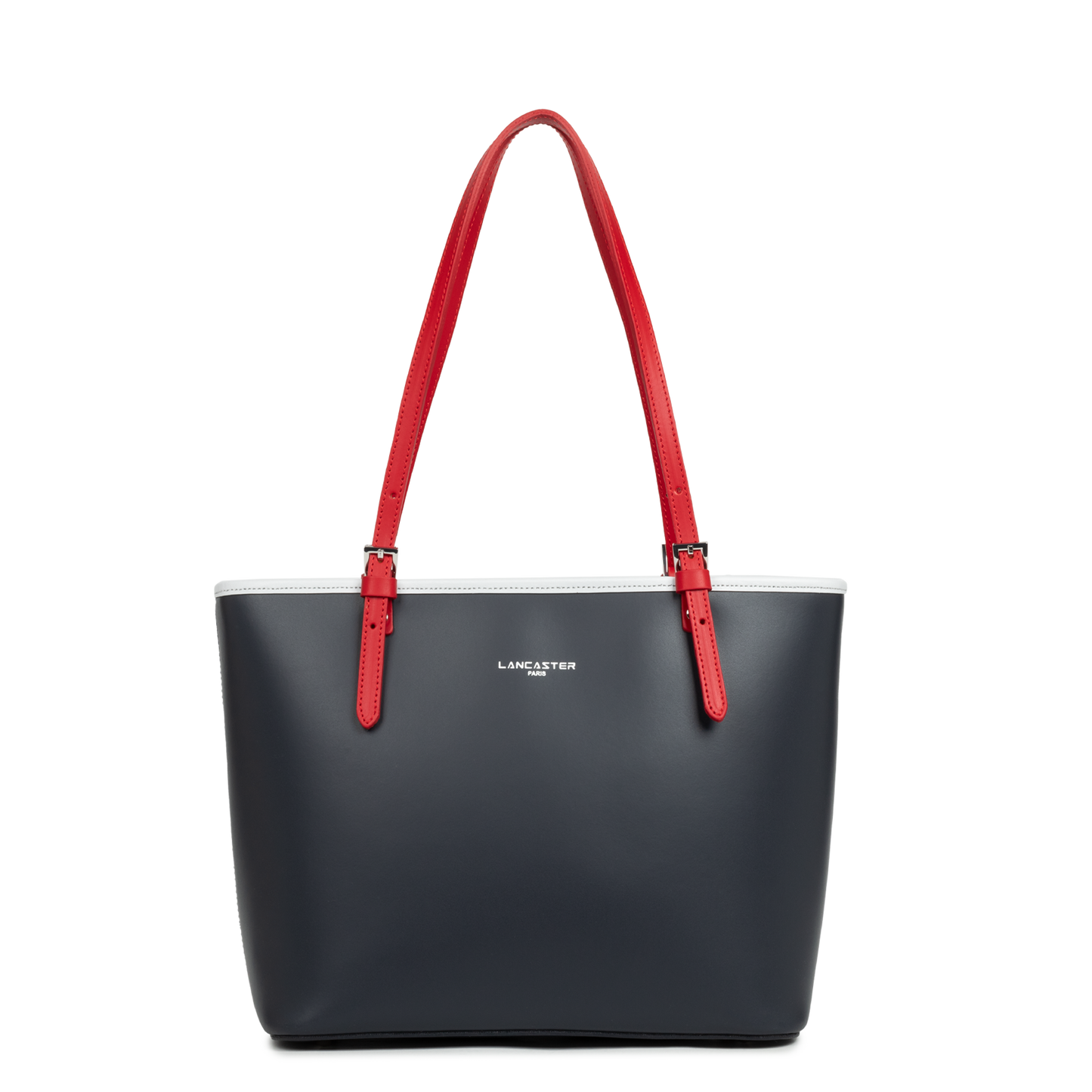 sac cabas épaule - smooth #couleur_bleu-fonc-gris-clair-rouge