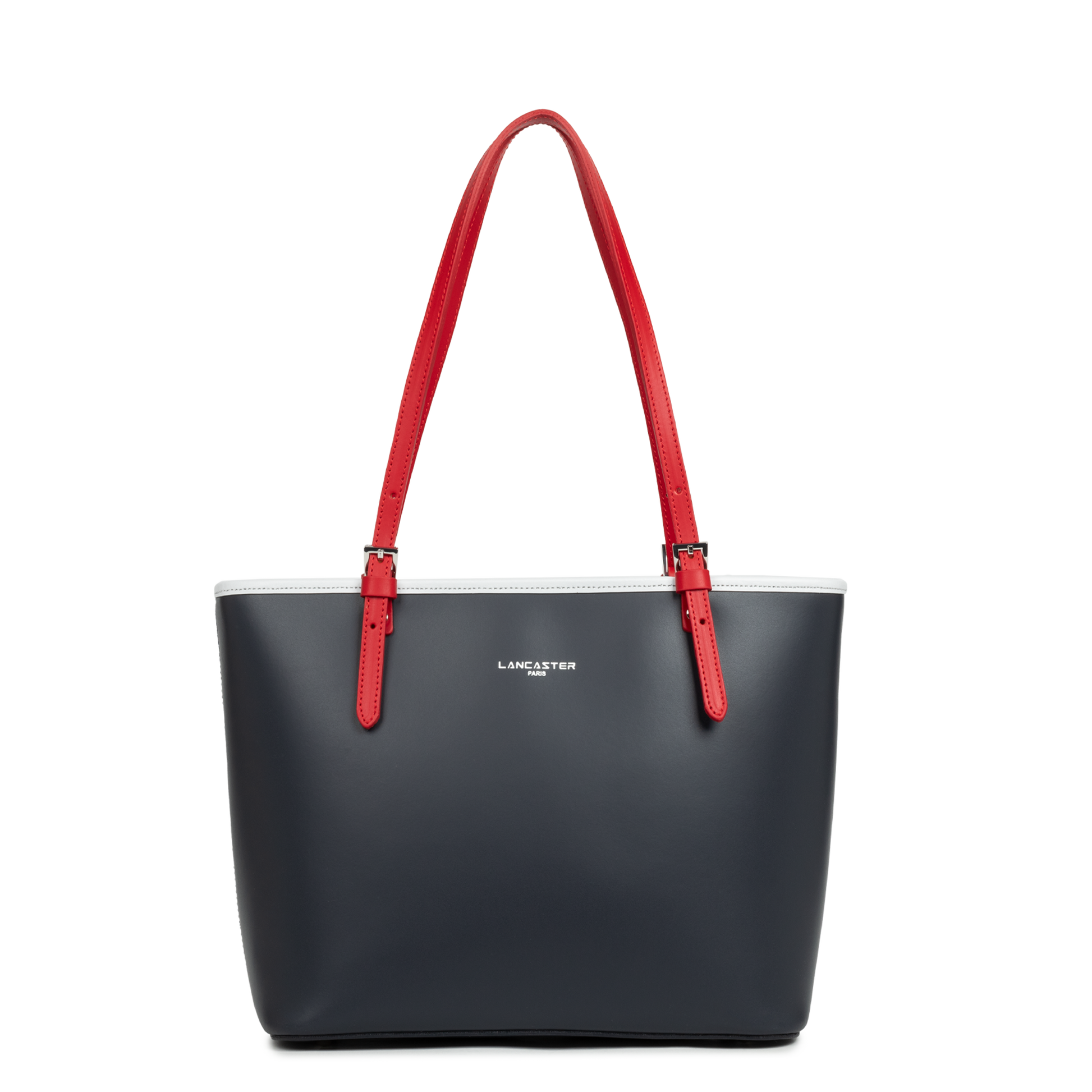 sac cabas épaule - smooth #couleur_bleu-fonc-gris-clair-rouge