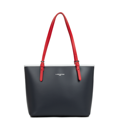 sac cabas épaule - smooth #couleur_bleu-fonc-gris-clair-rouge