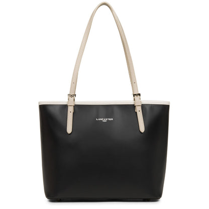sac cabas épaule - smooth #couleur_noir-ecru-galet-ros