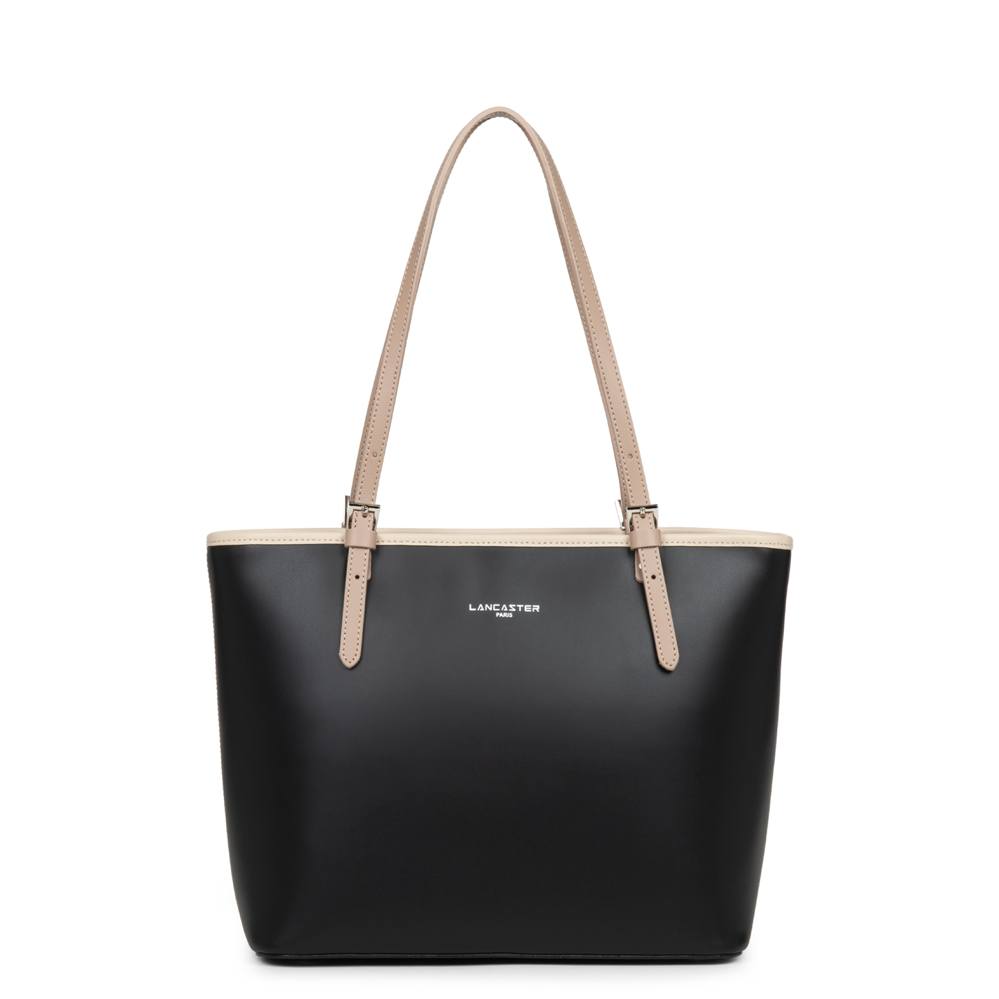 sac cabas épaule - smooth #couleur_noir-nude-clair-nude-fonc