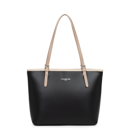 sac cabas épaule - smooth #couleur_noir-nude-clair-nude-fonc