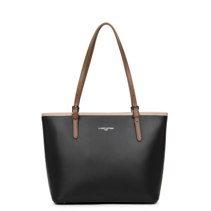sac cabas épaule - smooth #couleur_noir-nude-vison