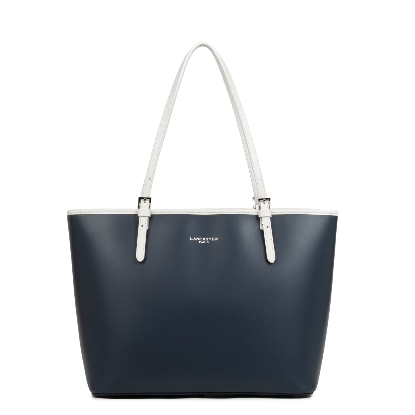 grand sac cabas épaule - smooth #couleur_bleu-fonc-ecru