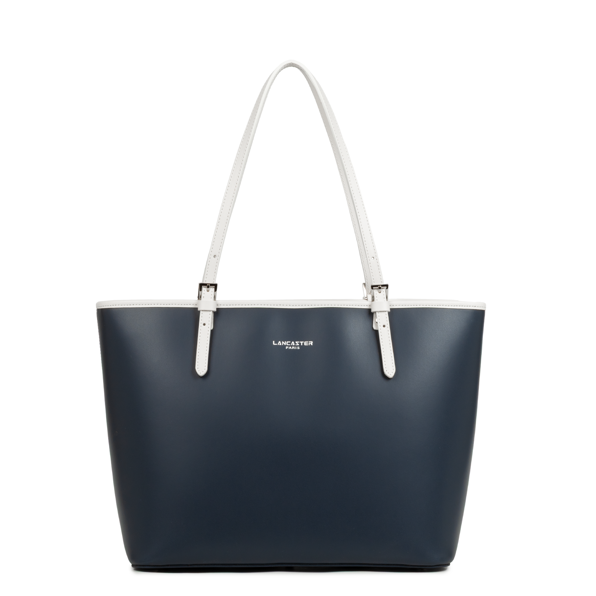 grand sac cabas épaule - smooth #couleur_bleu-fonc-ecru