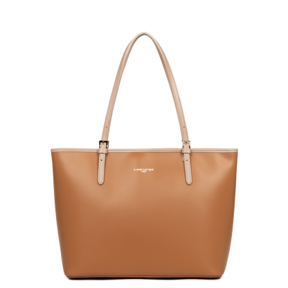 grand sac cabas épaule - smooth #couleur_camel-nude-fonc