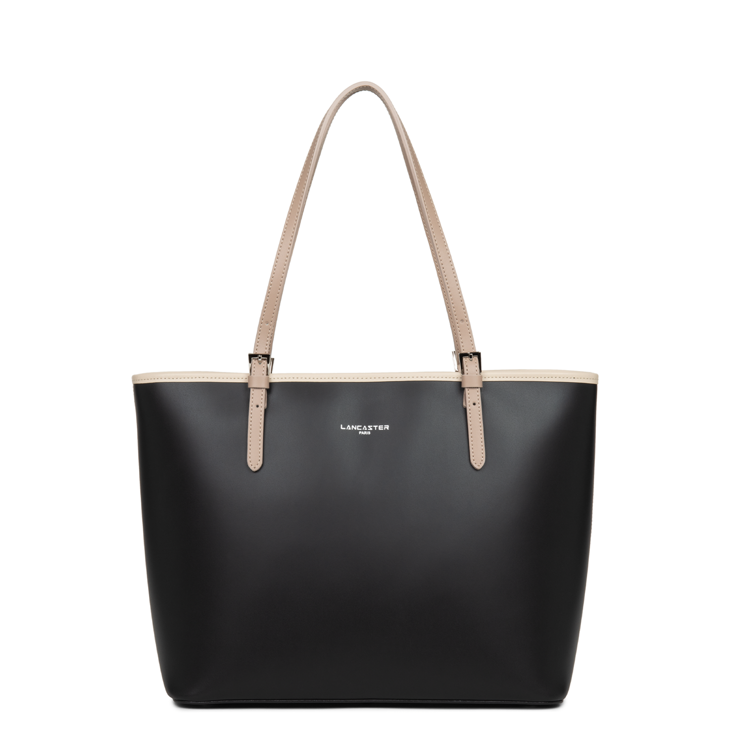 grand sac cabas épaule - smooth #couleur_noir-nude-clair-nude-fonc