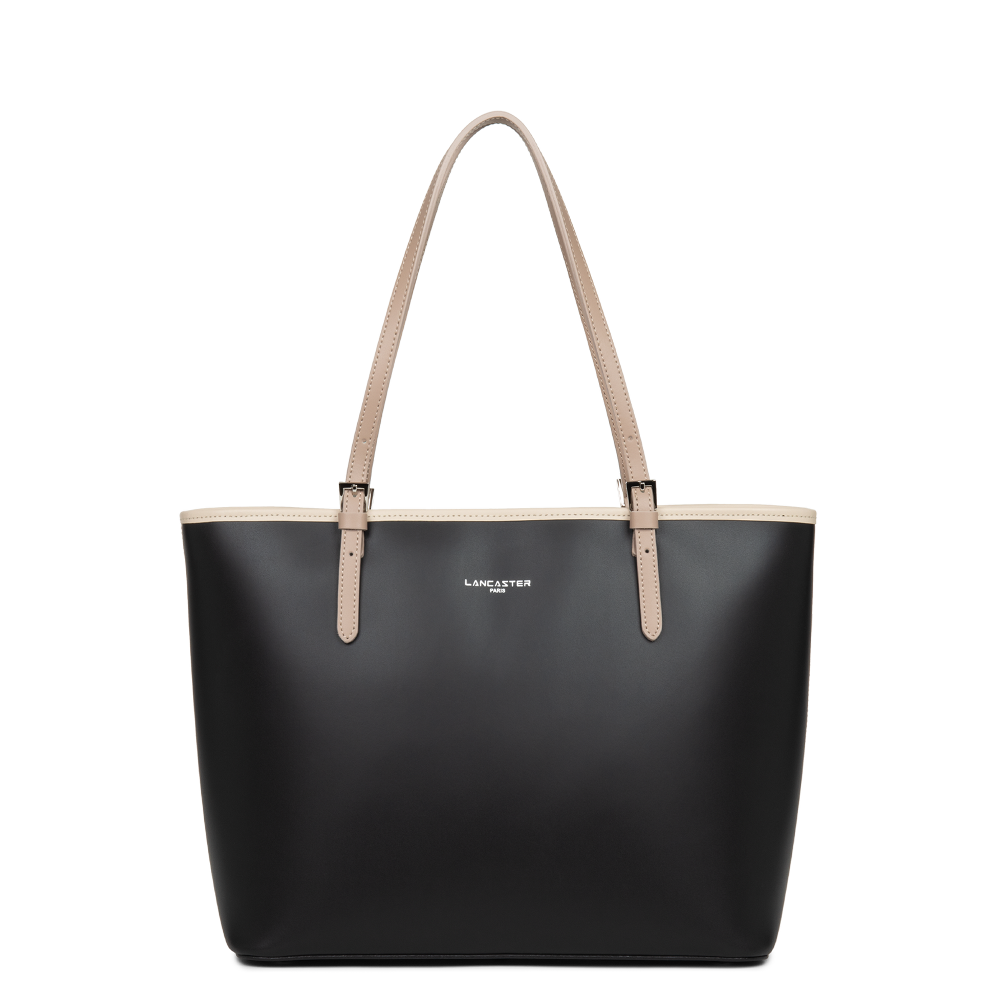 grand sac cabas épaule - smooth #couleur_noir-nude-clair-nude-fonc
