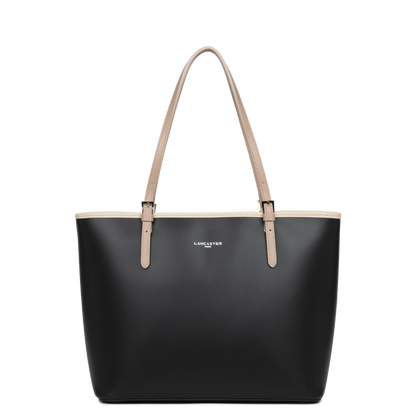 grand sac cabas épaule - smooth #couleur_noir-nude-clair-nude-fonc