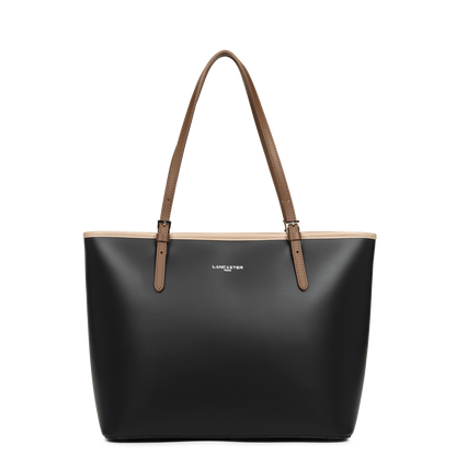 grand sac cabas épaule - smooth #couleur_noir-nude-vison