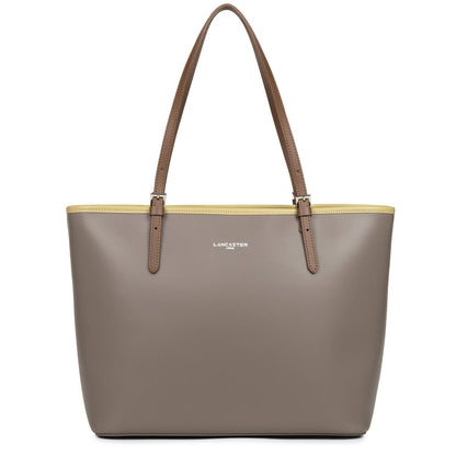 grand sac cabas épaule - smooth #couleur_taupe-gingembre-vison