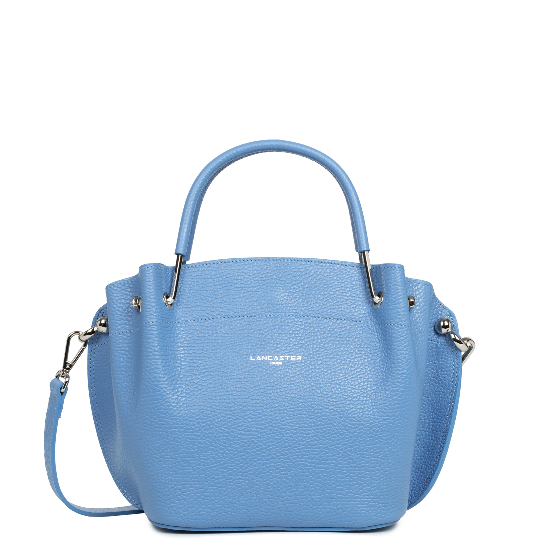 sac à main - foulonné double #couleur_bleu-santorin-in-argent