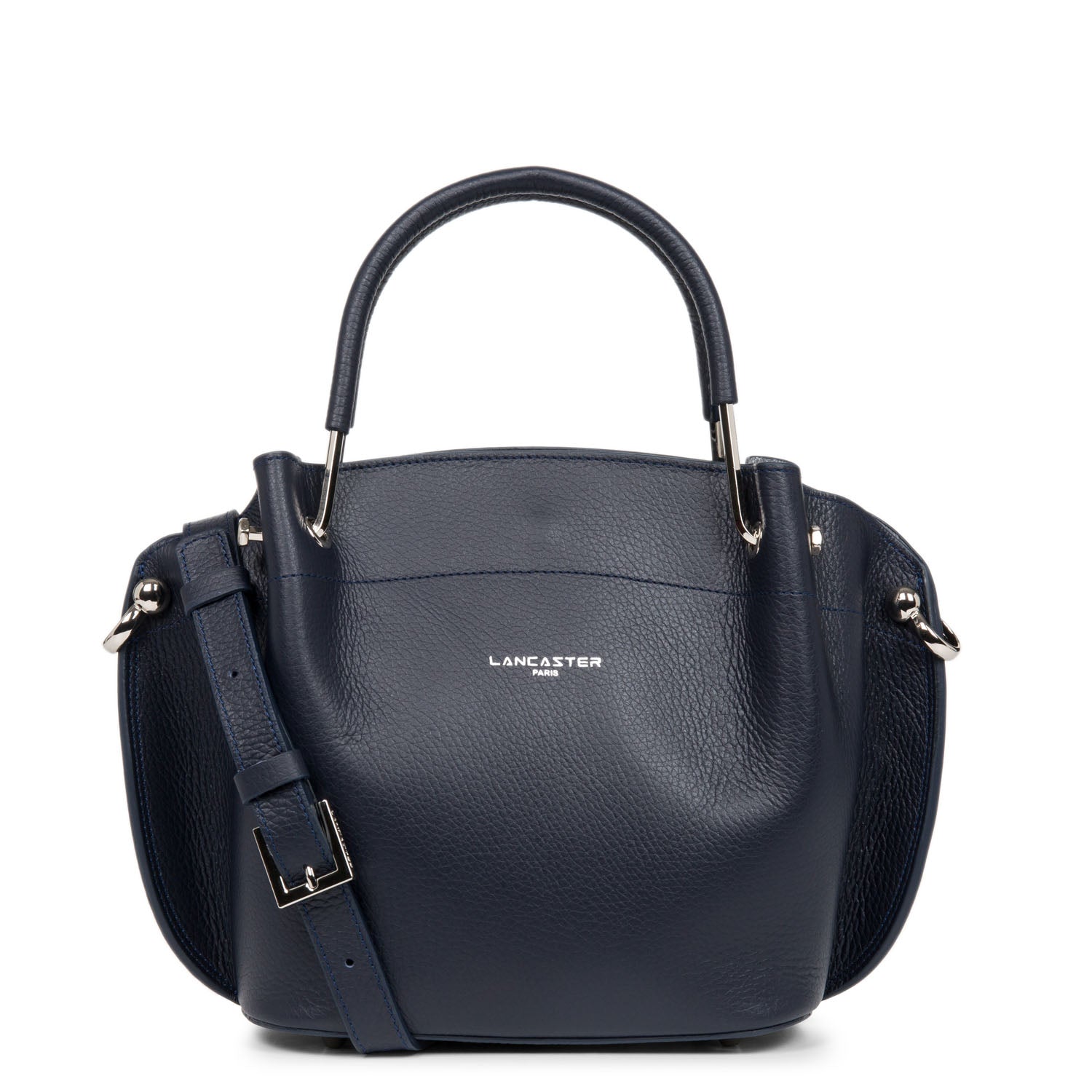 sac à main - foulonné double #couleur_bleu-fonc-in-argent