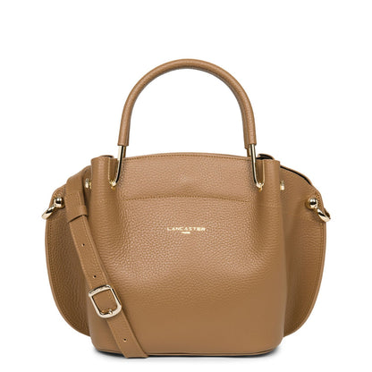 sac à main - foulonné double #couleur_camel-in-noir